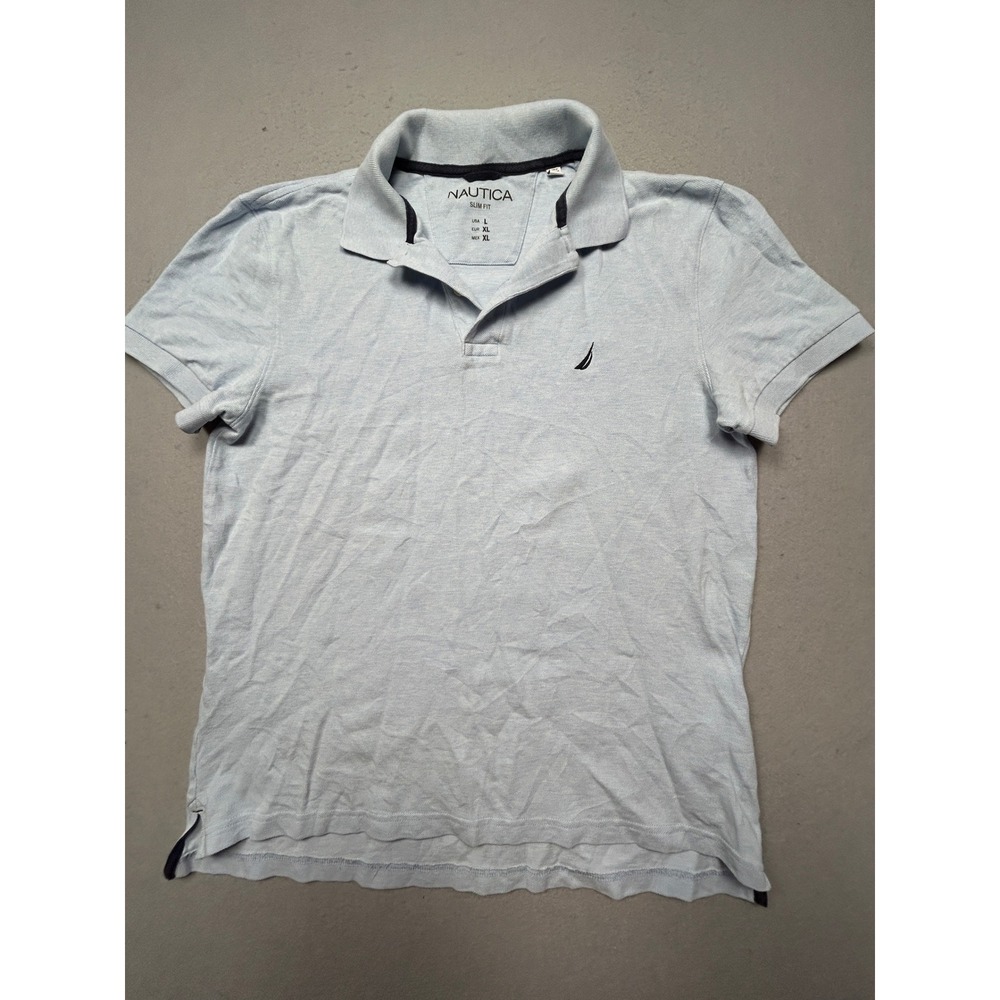 Nautica Polo Shirt 100% Cotton Light Blue L US XL EU Mens